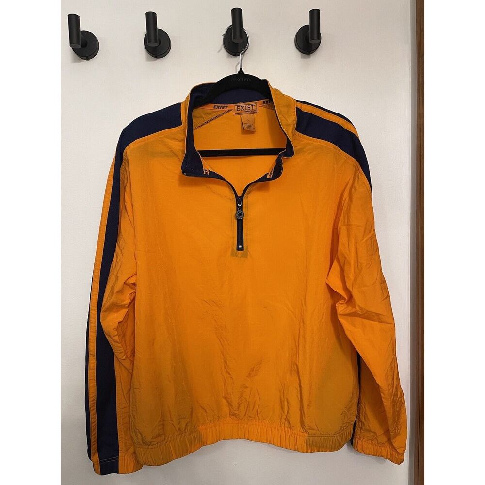 Exist Sports line mens pullover windbreaker Orange/blue size L